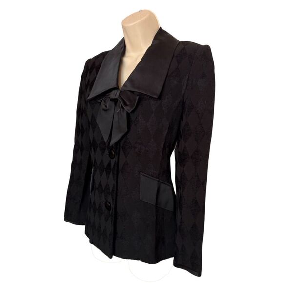 Black Jester Pattern Milano Blazer Size 40 / US 6 - Picture 3 of 12
